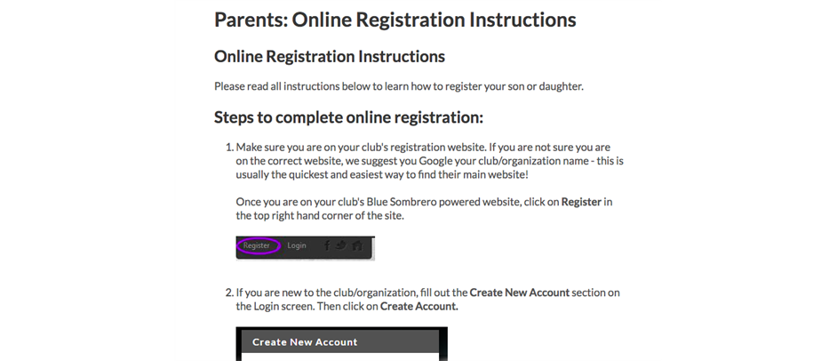 Parent Instructions for Registration